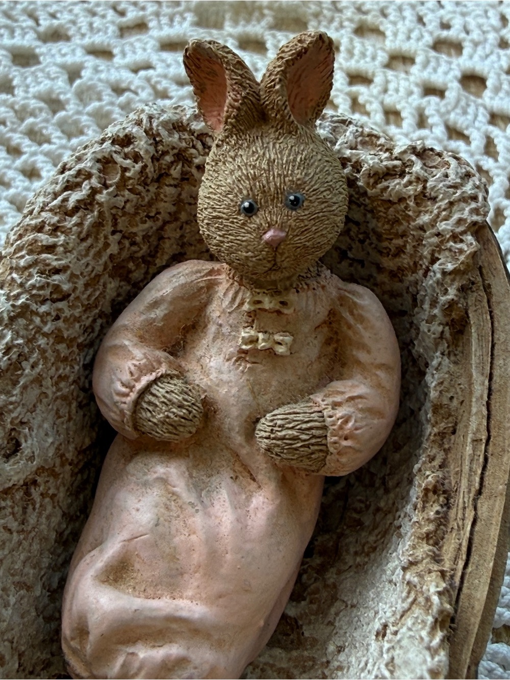 Mini Brown Bunny Debbie Rubis Chalkware in Mini Longaberger Collectables